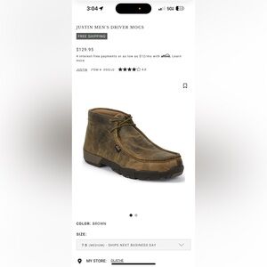 JUSTIN MEN'S DRIVER MOCS